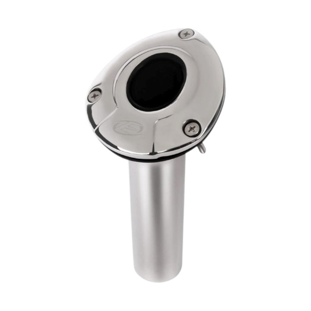Bluewater Exploding Fish 30° Stainless Steel Rod Holder with tig-welded gimbal pin and mirror-polished 316G finish