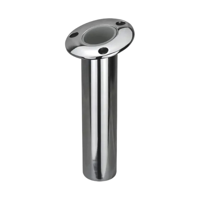 Relaxn 15 Degree Stainless Steel Rod Holder with round head, PVC liner, and polished 304G tube for secure rod placement Relaxn 15 Degree Stainless Steel Rod Holder with round head, PVC liner, and polished 304G tube for secure rod placement