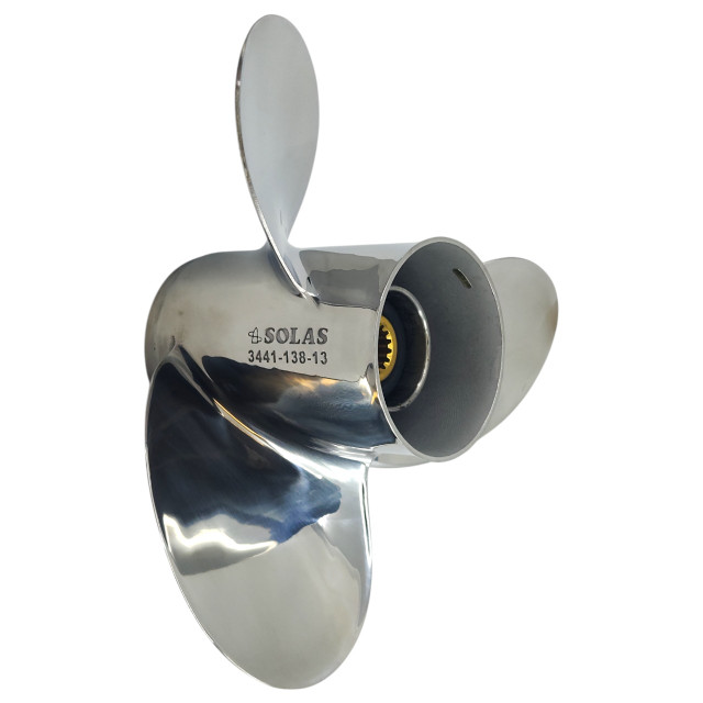 Evinrude 40-140HP Titan 3 Stainless Steel Propeller front view Evinrude 40-140HP Titan 3 Stainless Steel Propeller front view