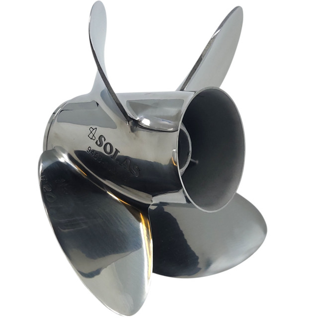 Evinrude 40-140HP Rubex 4 Blade Stainless Steel Propeller front view Evinrude 40-140HP Rubex 4 Blade Stainless Steel Propeller front view