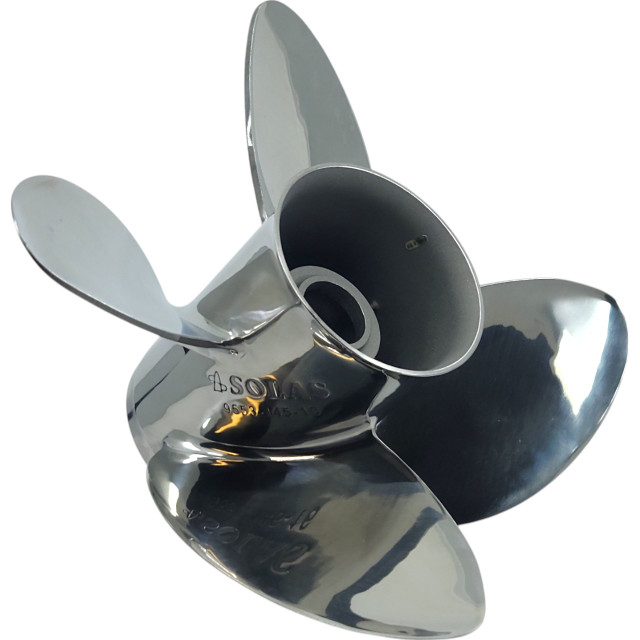 Evinrude 90-300HP Rubex HR4 Stainless Steel LH Propeller front view Evinrude 90-300HP Rubex HR4 Stainless Steel LH Propeller front view