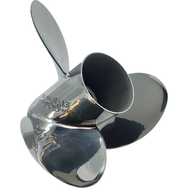 Evinrude 200-300HP Rubex 3 Pro L3 Stainless Steel RH Propeller front view Evinrude 200-300HP Rubex 3 Pro L3 Stainless Steel RH Propeller front view
