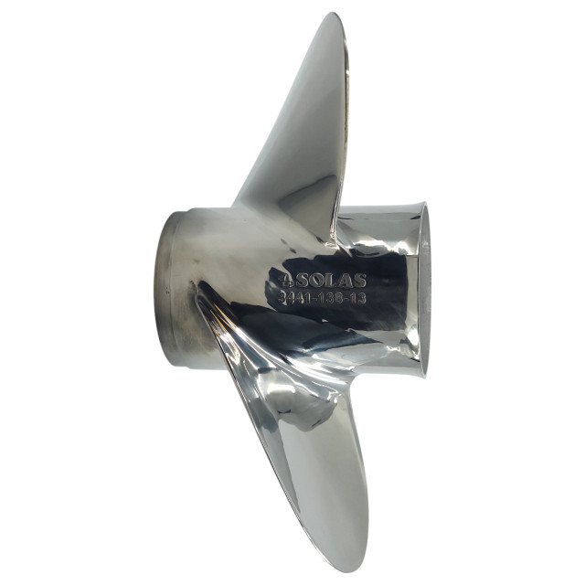 LH stainless steel propeller with high rake and cupped blade for SP Drive LH stainless steel propeller with high rake and cupped blade for SP Drive