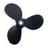 3-blade aluminium propeller with traditional rubber hub for Mariner pin drive outboards