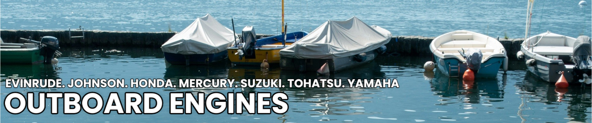 Outboard engines and parts for Honda, Mercury, Suzuki, Tohatsu, Yamaha, Evinrude, and Johnson, including fuel filters, oil filters, impellers, water pumps, service kits, anodes, OEM and aftermarket parts