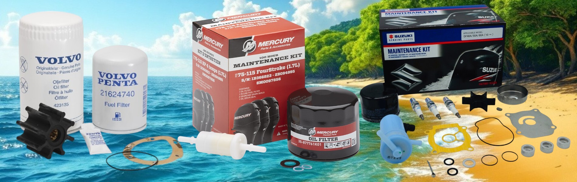 Shop OEM and aftermarket service kits for inboard and outboard engines