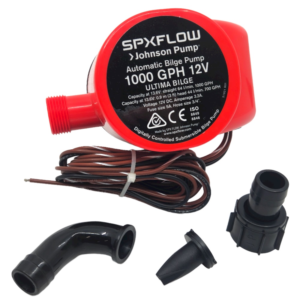 Johnson Pumps 32-47260-003 Pompa Di Sentina Ultima 1000 GPH - 12V, Con Interruttore Integrato, Per Barche