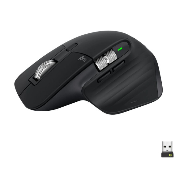 Logitech MX Master 3S Performance Wireless Mouse - Mouse - ergonomic - optical - wireless - Bluetooth, 2.4 GHz - Logitech Logi Bolt USB receiver - black
