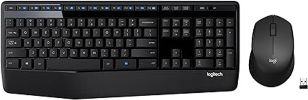 Logitech MK345 Wireless Combo Full-Sized Keyboard with Palm Rest and Comfortable Right-Handed Mouse, 2.4 GHz Wireless USB Receiver, Compatible with PC, Laptop,Black