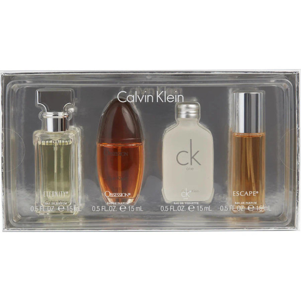 Calvin Klein Variety 4 Piece womens Mini Variety With Eternity & Escape & Obsession & Ck One And All Are 0.5 oz