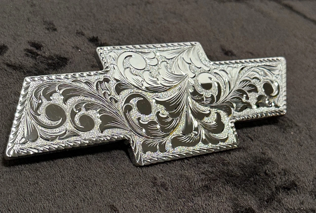 Hand Engraved Chrome Plated Chevy Bowtie 1994-1998