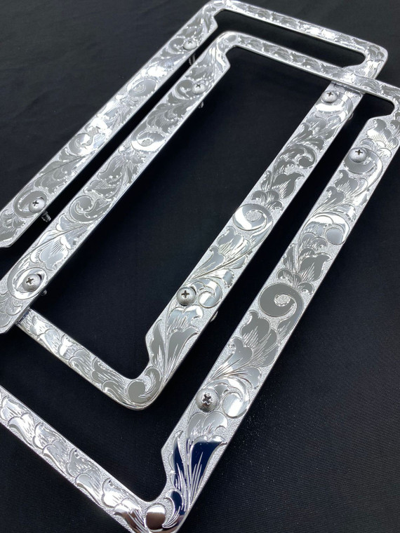 Artisan Hand Engraved Vehicle License Plate Frame