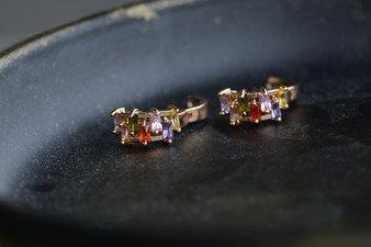 18K Gold Rainbow Zircon AAA Designer Brass Earrings