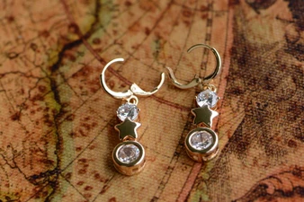 18K Gold Big Zircon AAA Designer Dangle Brass Earrings