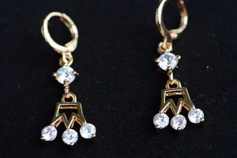 18K Gold Crown Zircon AAA Designer Dangle Brass Earrings