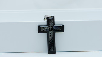 Stainless Steel Black Cross Prayer Pendant Ball Unisex Necklace Chain