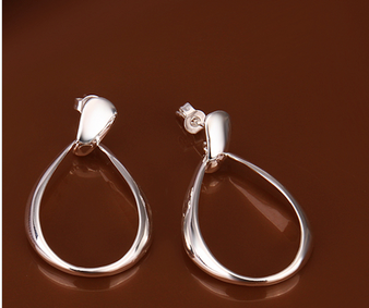 925 Sterling Silver Plated Hollow Waterdrop Earrings