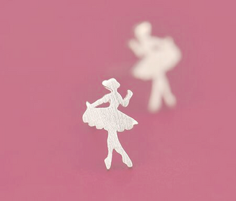 925 Sterling Silver Sweetie Ballet Dancing Girl Earrings