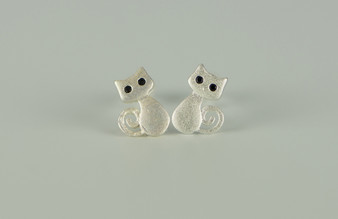 925 Sterling Silver Cute Smily Cat Earrings