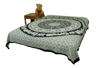 Hippie Black Elephant Mandala Tapestry Bohemian Wall Hanging Throw Decor