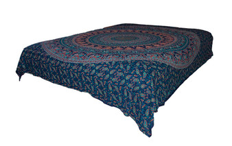 Hippie Blue Peacock Mandala Tapestry Bohemian Wall Hanging Throw Dorm Decor