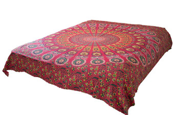 Hippie Red Psychedelic Mandala Tapestry Bohemian Wall Hanging Dorm Decor