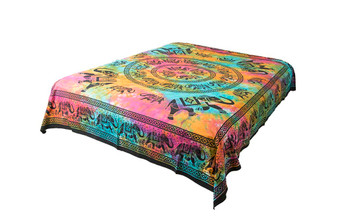 Hippie Psychedelic Tie-Dye Elephant Mandala Tapestry Bohemian Wall Hanging Throw Dorm