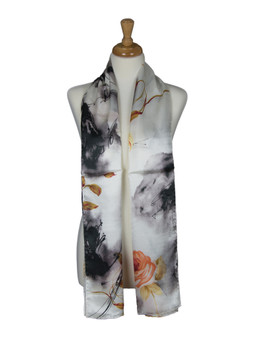 AamiraA Lovely Blossom Flower Soft Mulberry Satin Silk Stole Women Long Scarf