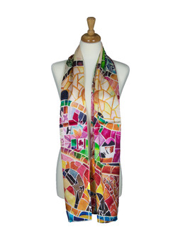 AamiraA Mosaic Designer Soft Mulberry Satin Silk Stole Women Long Scarf 