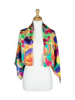 AamiraA Colorful Swirl Mulberry Satin Silk Stole Women Square Scarf
