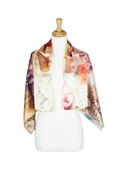 AamiraA Face Painting Mulberry Satin Silk Stole Women Square Scarf