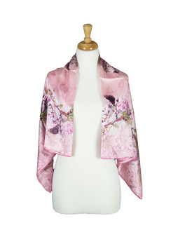 AamiraA Garland Mulberry Satin Silk Stole Women Square Scarf 