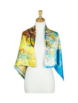 AamiraA Maple Tree Mulberry Satin Silk Stole Women Square Scarf