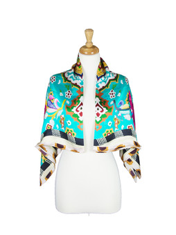 AamiraA Flower Mulberry Satin Silk Stole Women Square Scarf