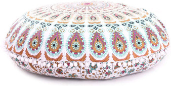 Blue Brown Mandala Pillow Ottoman Poufs Cushion Covers