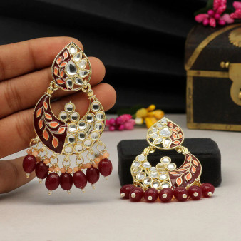 Maroon Color Meenakari Earrings