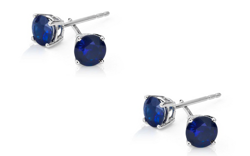 925 Sterling Silver Rhodium Plated 2 CTW Sapphire Earrings