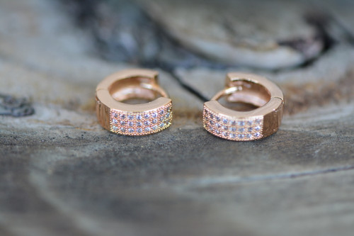 18K Gold Round Tiny Zircon AAA Designer Brass Earrings