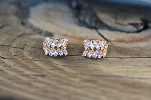 18K Gold Rectangular Zircon AAA Designer Brass Earrings