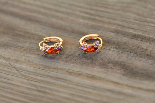18K Gold Multi color Zircon AAA Designer Brass Earrings