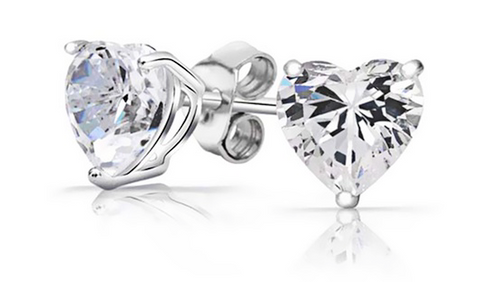 925 Sterling Silver 2 CTW Swarovski Heart Earrings