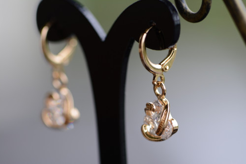 18K Gold Trio Zircon AAA Designer Dangle Brass Earrings
