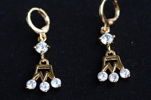 18K Gold Crown Zircon AAA Designer Dangle Brass Earrings