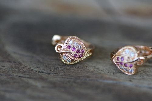 18K Gold Heart Zircon AAA Designer Brass Earrings