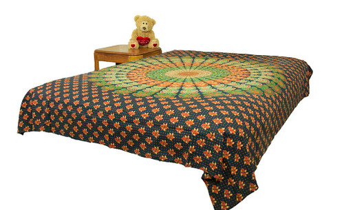 Hippie Orange Black Mandala Tapestry Bohemian Wall Hanging Throw Dorm Decor