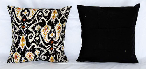 Handmade Black Kantha Threaded Pillow Cushion Covers