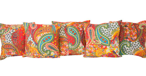 Kantha Embroidered Printed Red Cushion Covers Decorative Pillow Case