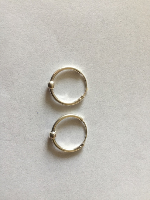 925 Sterling Silver Delicate Ball Round Endless Hoop Earrings