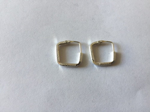 925 Sterling Silver Textured Square Endless Hoop Earrings