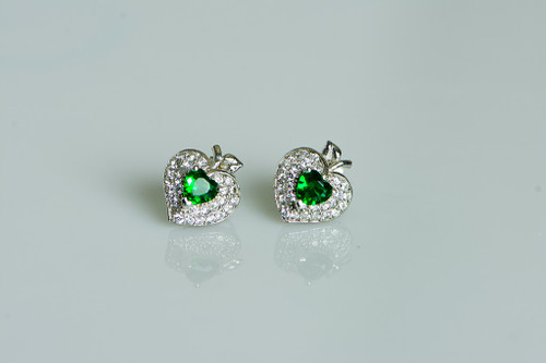 925 Sterling Silver Green Apple Stud Earrings